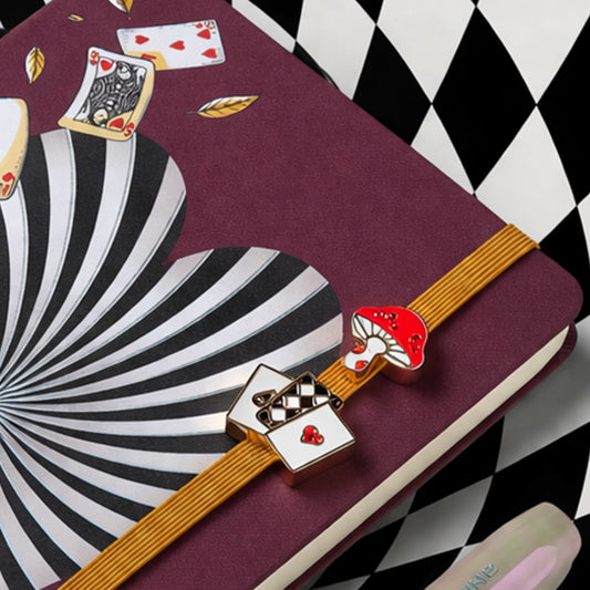 Moleskine Personalization Pins - Alice's Adventures in Wonderland Set of 2, Mushroom & Cards