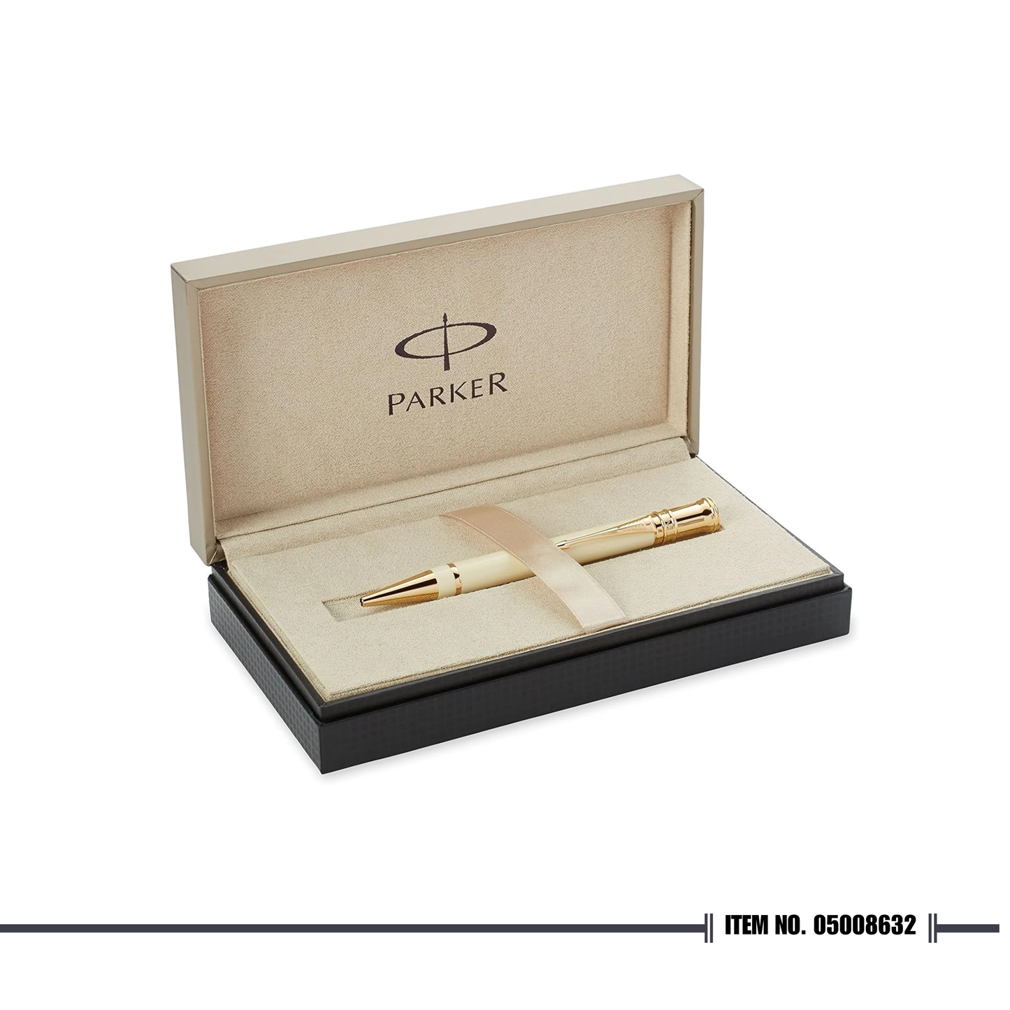 Parker Duofold 14 White Ivorine Gold Trim Ballpoint