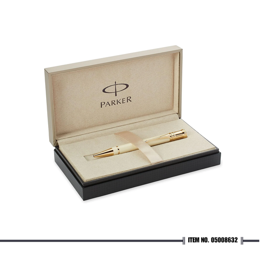 Parker Duofold 14 White Ivorine Gold Trim Ballpoint