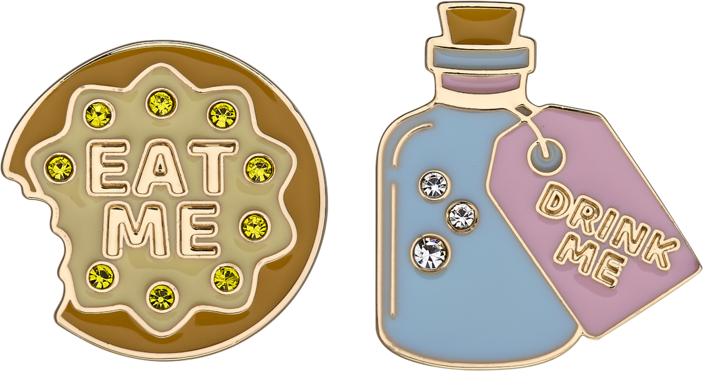 Moleskine Alice in Wonderland Eat Me and Drink Me Pins Bundle