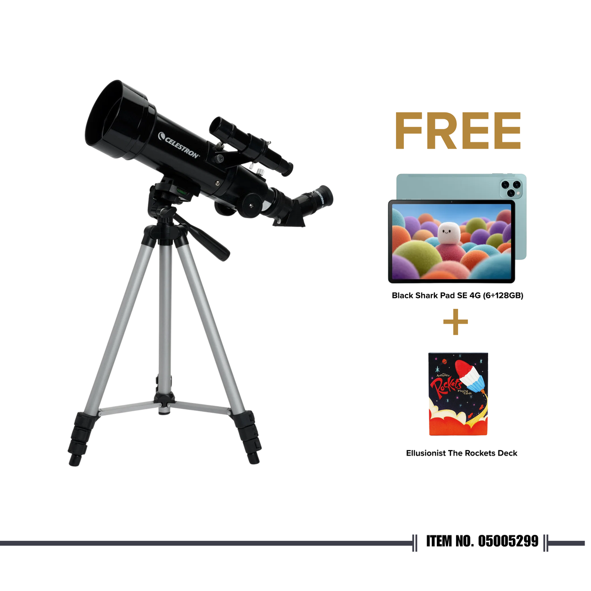 21035 Celestron Telescope Travel Scope 70 [with FREE Black Shark Pad SE + Rockets Deck]