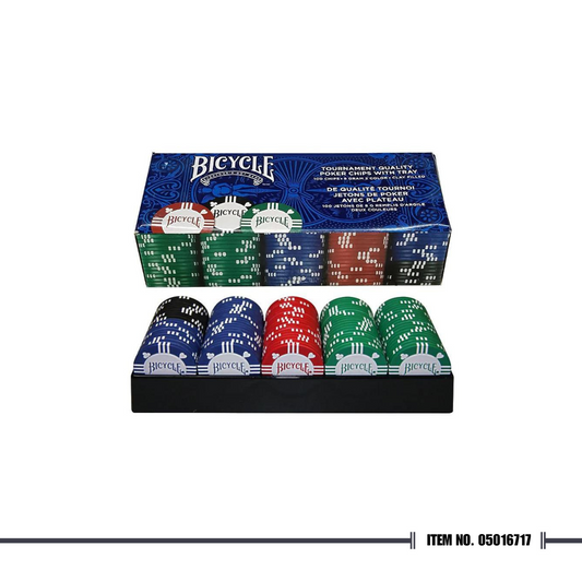 Bicycle® 8G 100 Count Clay Poker Chips w/ Casino Tray