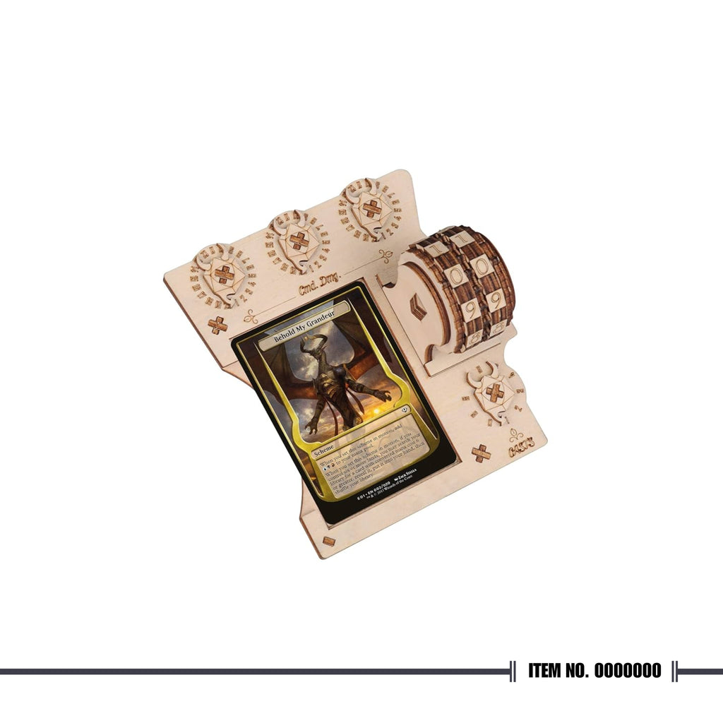 Commander EDH Wooden Command Zone Tray with Life Counter