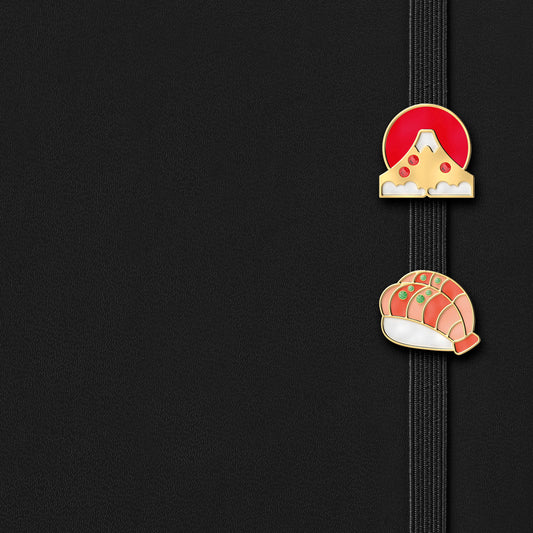 Moleskine Personalization Pins Set of Two: Nigiri & Mount Fuji, Japan