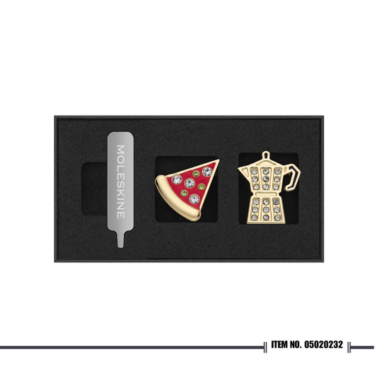 Moleskine Personalization Pins Set of Two: Pizza & Moka, Italy
