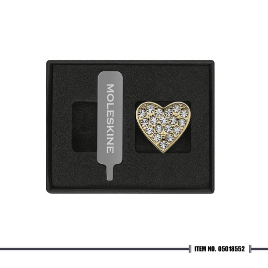 Moleskine Heart Crystal Pin - Gold
