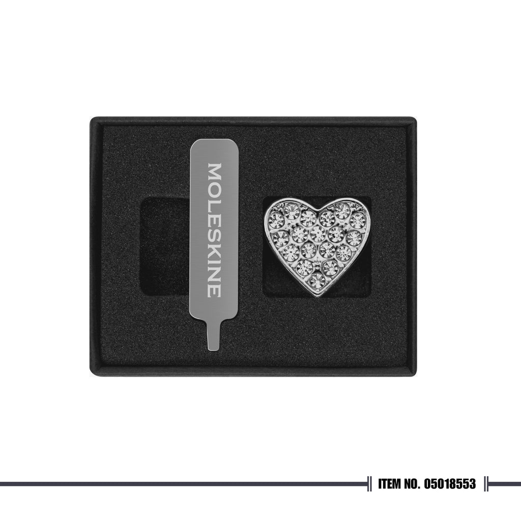 Moleskine® Heart Crystal Pin - Silver