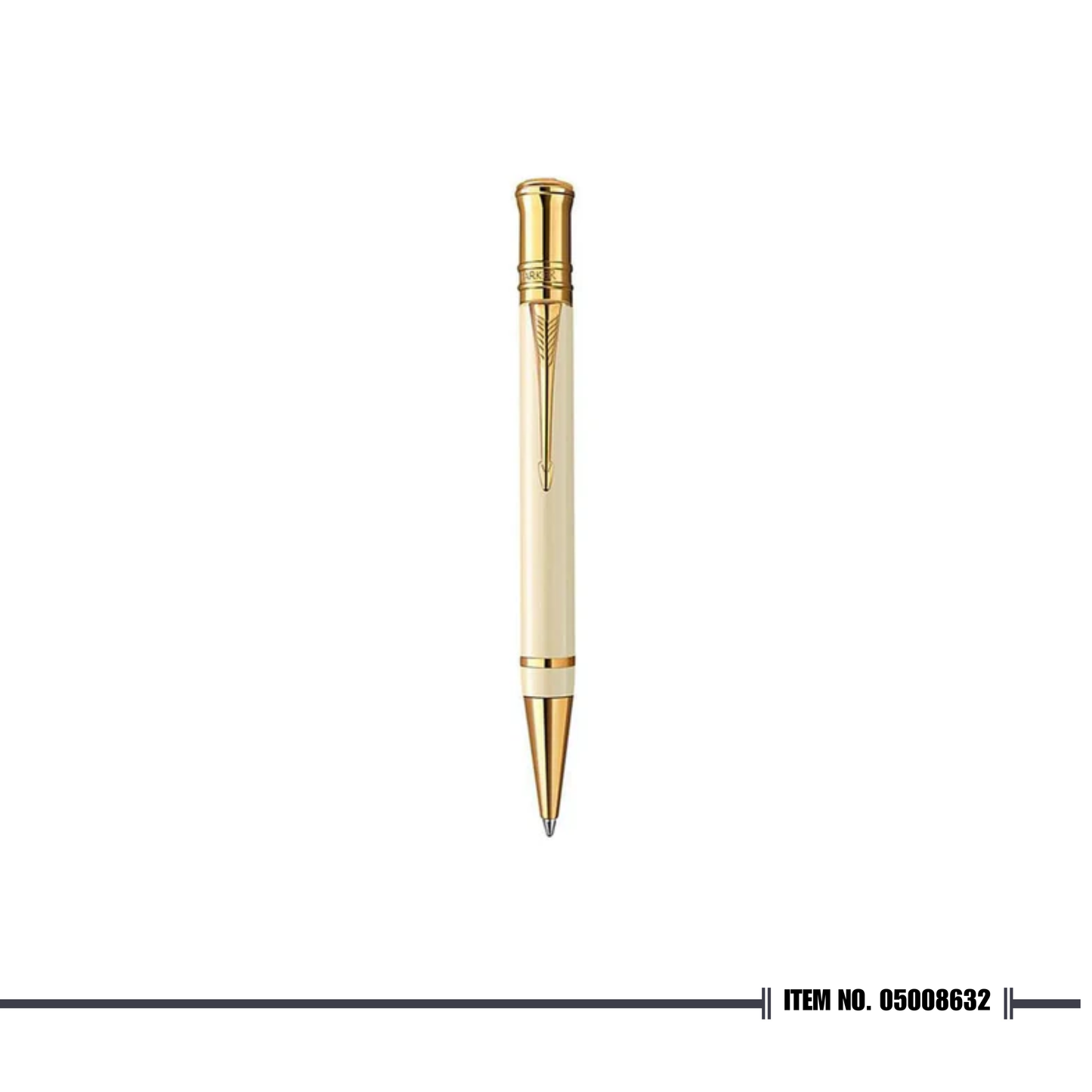 Parker Duofold 14 White Ivorine Gold Trim Ballpoint