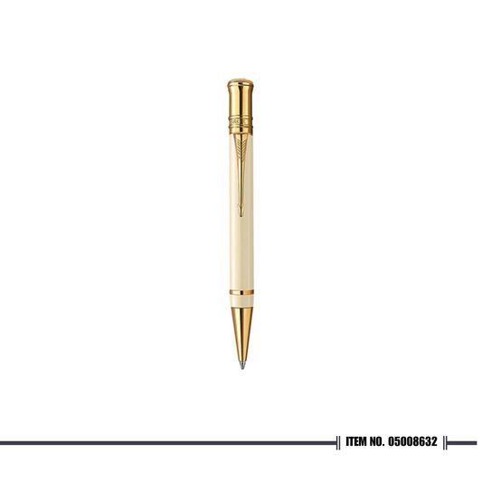 Parker Duofold 14 White Ivorine Gold Trim Ballpoint