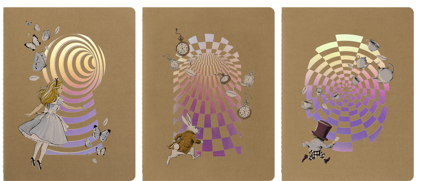 Moleskine Alice's Adventures in Wonderland Cahier Journals Set of 3, XL, Ruled