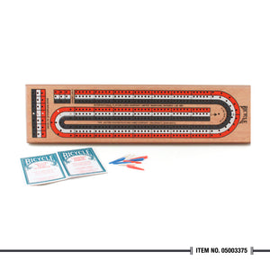 Bicycle® 3-Track Wooden Cribbage Board
