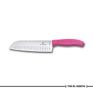 6.8526.17L5B Santoku Knife Fluted Edge Fibrox Pink 17cm Blister