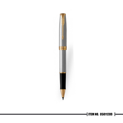 Sonnet 18 Stainless Steel Gold Trim Rollerball